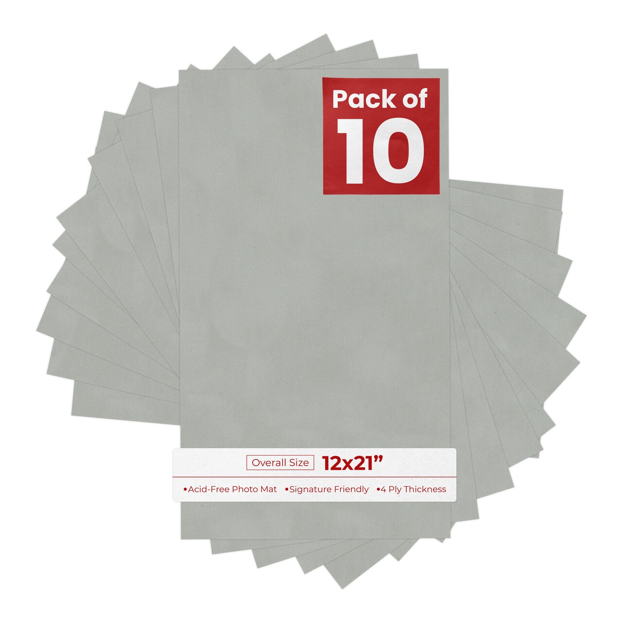 Light Grey Suede 12x21 Uncut Mat Board - Blank Sheet, No Opening